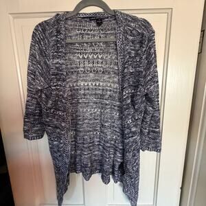 United States Sweaters Gray 3/4 Sleeve Open Front Lace knit Cardigan Size Mediu